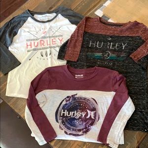 3 Hurley 3/4 length sleeve tops size small